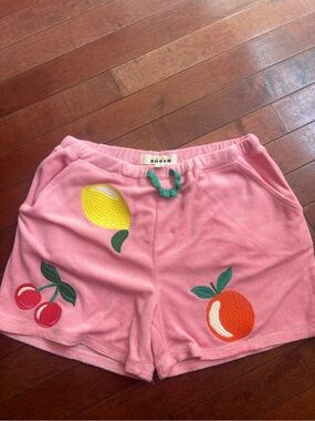 Mini Boden Pink Terry Fruit Shorts